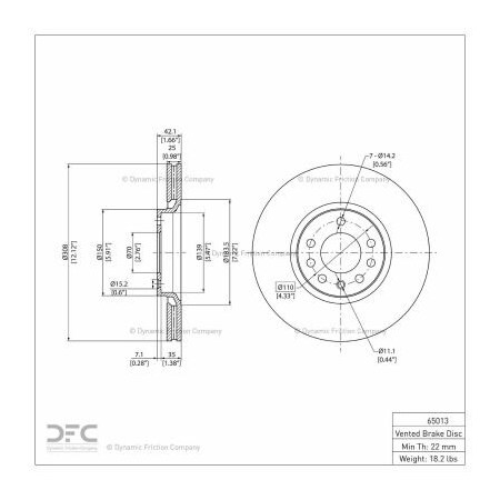 Dynamic Friction Co Disc Brake Rotor - 600-65013 600-65013
